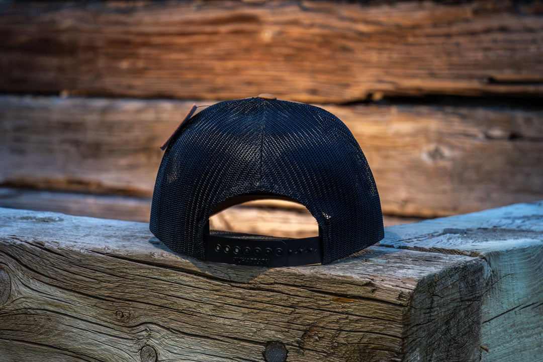 Richardson 115 Low Profile Truckers Hat- Caramel/Black- Leather Patch