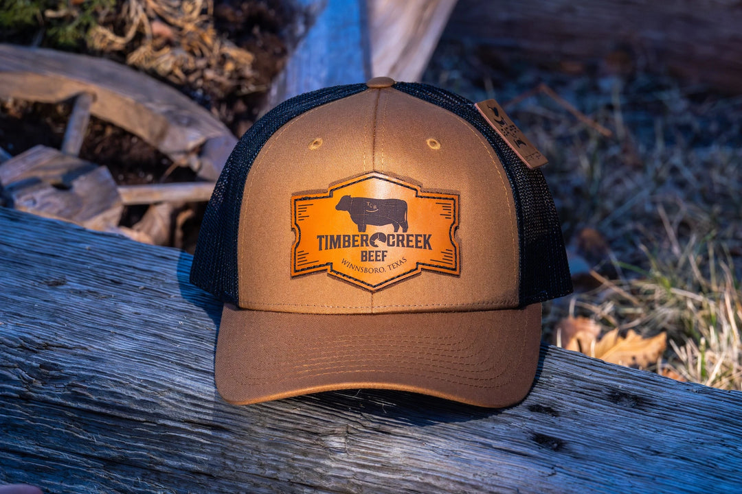 Richardson 115 Low Profile Truckers Hat- Caramel/Black- Leather Patch