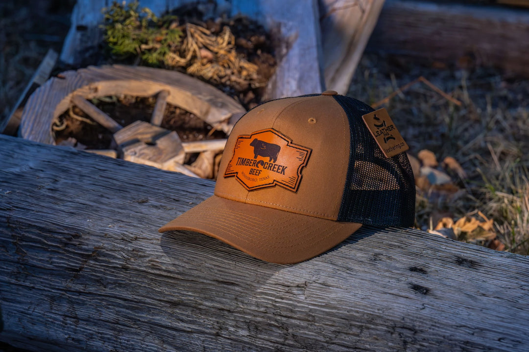 Richardson 115 Low Profile Truckers Hat- Caramel/Black- Leather Patch