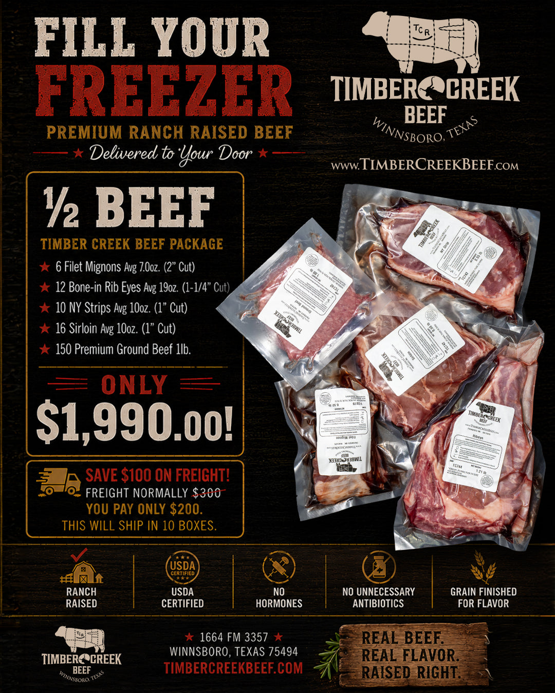 ½ Beef Timber Creek Beef Package