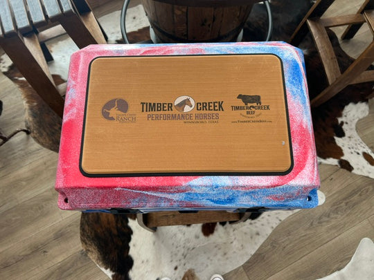Wyld Gear 25Q Freedom Series Red White Blue Cooler lid with Timber Creek branding